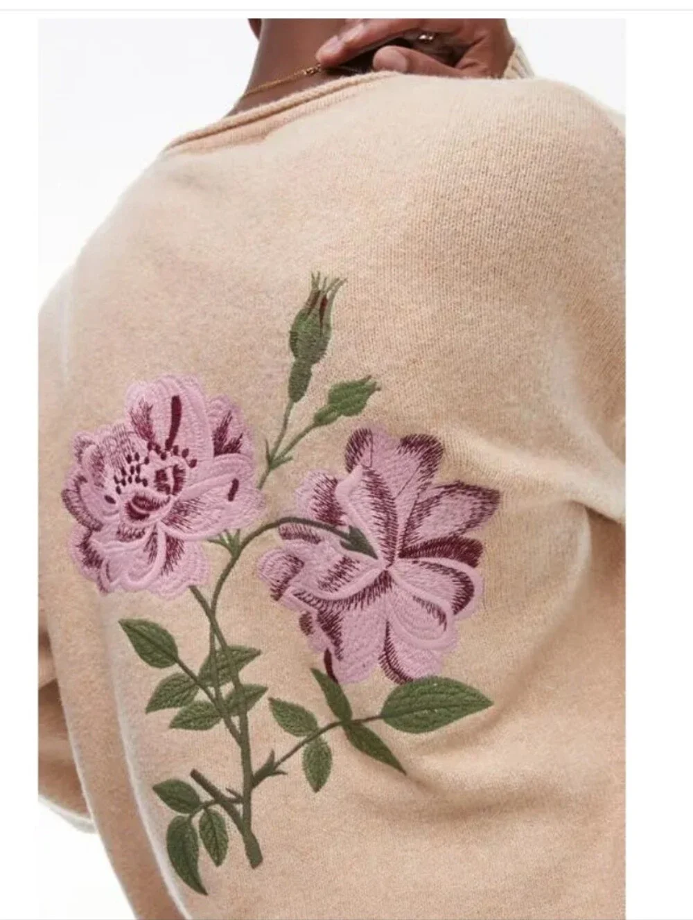 $79 Topman floral embroidered cardigan in stone Size M